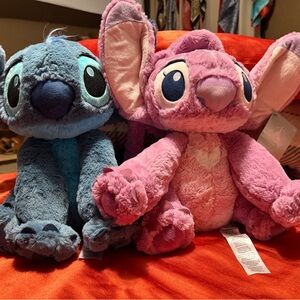 Disney Blue Stitch and Pink Angel Plush Pair